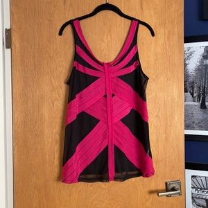 Anthropologie Sheer Black & Pink Tank